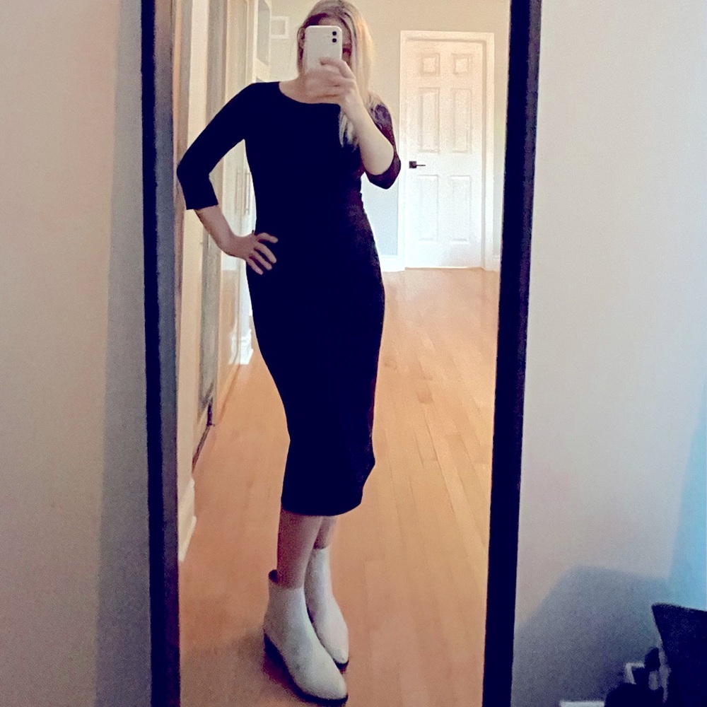 Bb Dakota fitted, ribbed long black dress - xs.